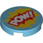 Tile Round 2 x 2 with Bottom Stud Holder with White 'POW!' over Red and Yellow Text Bubbles Print