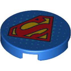 Tile Round 2 x 2 with Bottom Stud Holder with Superman Print