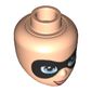 Minidoll Head with Small Mask over Light Blue Eyes - Open Smile with Red Lips Print