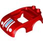Duplo Car Body with 2 Studs on Back and White Headlights with Shadow and Racing Stripes Print
