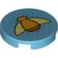 Tile Round 2 x 2 with Bottom Stud Holder and Bumblebee with Shiny Orange Body and Yellow Wings on Dotted Background Print
