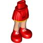 Minidoll Hips and Short Skirt with Yellow Hem, and Light Nougat Legs, Red Shoes Print