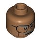 Minifig Head Commissioner James Gordon, Glasses with Dark Gray Eyebrows and Moustache, Dark Brown Cheek Lines Print