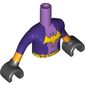 Minidoll Torso Girl with Bright Light Orange Bat Symbol and Belt, Dark Purple Arms and Hands with Bright Light Orange Cuffs and Black Gloves Print