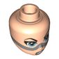 Minidoll Head with Dark Azure Eyes, Black Lips and Open Mouth Snarl with Silver Strap Print (Lashina)