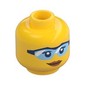 Minifig Head Peach, Glasses Light Blue with Black Frame, Peach Lips, Closed Mouth Smile Print