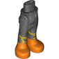 Minidoll Hips and Trousers with Back Pockets and Yellow Lines and Hexagons and Dark Orange Boots Print