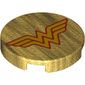 Tile Round 2 x 2 with Bottom Stud Holder with Wonder Woman Print