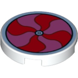 Tile Round 2 x 2 with Bottom Stud Holder with Psychedelic Swirl Print