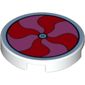Tile Round 2 x 2 with Bottom Stud Holder with Psychedelic Swirl Print