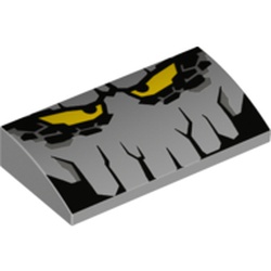 Slope Brick Curved 2 x 4 x 2/3 No Studs, with Bottom Tubes and Rock Monster print