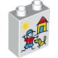 Duplo Brick 1 x 2 x 2 with Bottom Tube - Sun, House, Boy and Dog Print