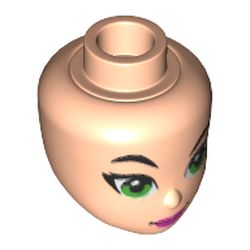 Minidoll Head with Right Raised Eyebrow, Green Eyes and Dark Pink Lips Print (Poison Ivy)
