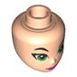 Minidoll Head with Right Raised Eyebrow, Green Eyes and Dark Pink Lips Print (Poison Ivy)