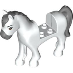 Animal, Horse with 2 x 2 Cutout, Black Eyes, Light Bluish Grey Nose, Mane and Tail Print
