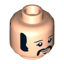 Minifig Head Ringo (The Beatles), Eyebrows, Sideburns, Moustache, Neutral / Smiling Print
