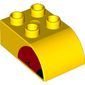 Duplo Brick 2 x 3 with Curved Top Red Beak, Black Tip on Both Sides Print