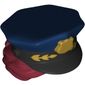 Hair and Hat, Bun, Police with Dark Blue Top with Gold Badge and Laurel Print