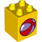 Duplo Brick 2 x 2 x 2 with Medium Lavender and Red Beach Ball Print