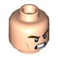 Minifig Head Kite Man, Dual Sided Thick Dark Brown Eyebrows, Cheek Lines, Open Mouth Smile / Teeth Angry Print [Hollow Stud]