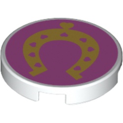 Tile Round 2 x 2 with Bottom Stud Holder and Horseshoe On Pink Background Print