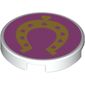 Tile Round 2 x 2 with Bottom Stud Holder and Horseshoe On Pink Background Print