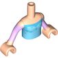 Minidoll Torso Girl with Blue Top with Metallic Light Blue Ice Crystals Print, Light Nougat Arms with Hands with Lavender Sleeves Print (Elsa)