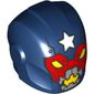 Helmet with Armor Plates and Ear Protectors with White Star Above Red Mask and Yellow Eyes, Silver Mouth Print