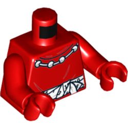 Torso Shirt with Round Collar, Necklace with 4 Beads and White Tied Belt with Calendar Numbers Print, Red Arms and Hands