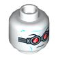 Minifig Head Mr Freeze, Goggles with Red Lenses, Medium Azure Wrinkles Print [Hollow Stud]