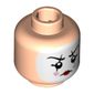 Minifig Head Mime, White Face Paint, Black Lines Through Eyebrows and Eyes, Bright Pink Hearts on Cheeks Print [Hollow Stud]