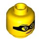 Minifig Head Criminal, Eye Mask, Eyebrows with One Eyebrow Raised, Red Lips with Smirk Print