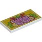 Tile 2 x 4 with Magenta Drinks with Straws and Citrus Fruits on Yellow Background Pattern