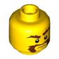 Minifig Head, Beard Brown Bushy, Moustache, Eyebrows with One Eyebrow Raised, White Pupils Print