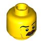 Minifig Head, Eyebrows, Crooked Brown Bushy Moustache Print