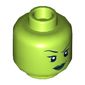 Minifig Head She-Hulk, Dual Sided, Dark Green Lips, Teeth Bared Angry / Malicious Smile Print [Hollow Stud]