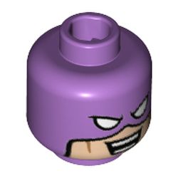 Minifig Head Calculator, White Eyes and Light Nougat Face, Reddish Brown Cheek Lines, Open Smile with Teeth Print [Hollow Stud]