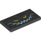 Tile 2 x 4 with Creature Face with Medium Blue Electrified Sinister Smile and Yellow Eyes Print (Monstrox)
