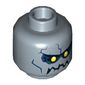 Minifig Head Stone Stomper, Yellow Eyes, Black Eyebrows and Jagged Rock Mouth, Dark Blue Eye Shadow and Stone Cracks Print [Hollow Stud]