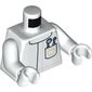 Torso Lab Coat with Pocket with Dentist Mirror and Pick and Gold Tooth Print, White Arms and Hands