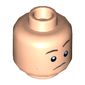 Minifig Head Dick Grayson (Robin / Nightwing), Dual Sided, Dark Brown Eyebrows, Dark Orange Dimples, Confused / Smile with Teeth Print [Hollow Stud]