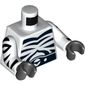 Torso Bodysuit, Black Zebra Stripes Print, White Arms with Black Zebra Stripes Print, Black Hands