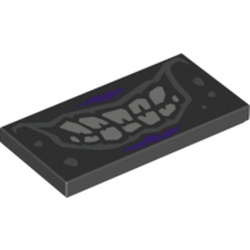 Tile 2 x 4 with Mouth with Sinister Smile, Light Bluish Gray Teeth and Dark Bluish Gray Lips