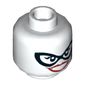 Minifig Head Harley Quinn, Dual Sided, Black Eyemask, Dark Red Lips, Diamond on Cheek, Wide Smile / Blue Eye Shadow, Frown Print [Hollow Stud]