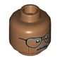 Minifig Head Commissioner James Gordon, Glasses, Dark Bluish Gray Eyebrows and Moustache, Firm / Determined Print