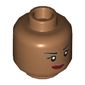 Minifig Head Barbara Gordon, Dual Sided Eyebrows, Beauty Mark, Red Lips, Lopsided Smile / Fierce Print [Hollow Stud]