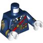 Torso Jacket with Red Sash and Medals Print, Dark Blue Arms with Gold Police Badge Print, White Hands