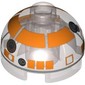 Brick Round 2 x 2 Dome Top, Hollow Stud with Orange with Silver Astromech Droid Print (R3-S1)