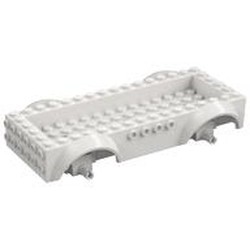 Vehicle Base 8 x 16 with Wheel Arches, Front and Side Studs, and 4 x 14 Recessed Studded Section, 3 Holes, White Wheel Clip Pins