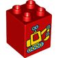 Duplo Brick 2 x 2 x 2 with Yellow and Medium Azure Toy Excavator Print